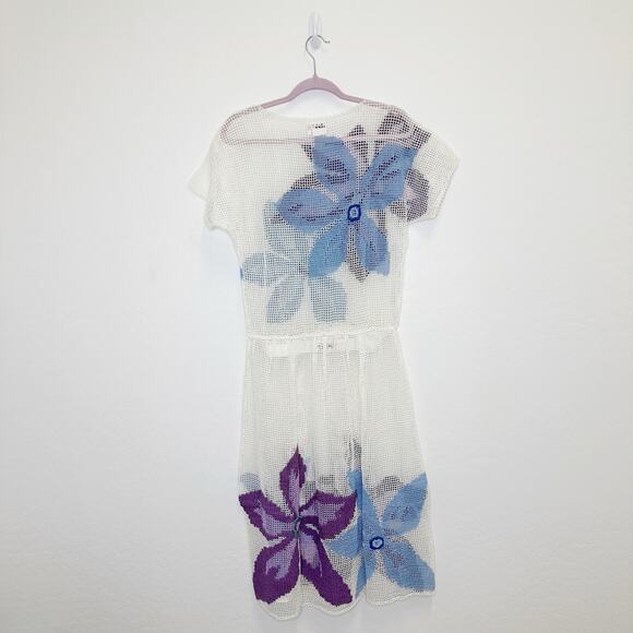 Lim's Vintage Hand Crocheted Island Flower Maxi Skirt Two Piece Set White Small - Picture 4 of 8